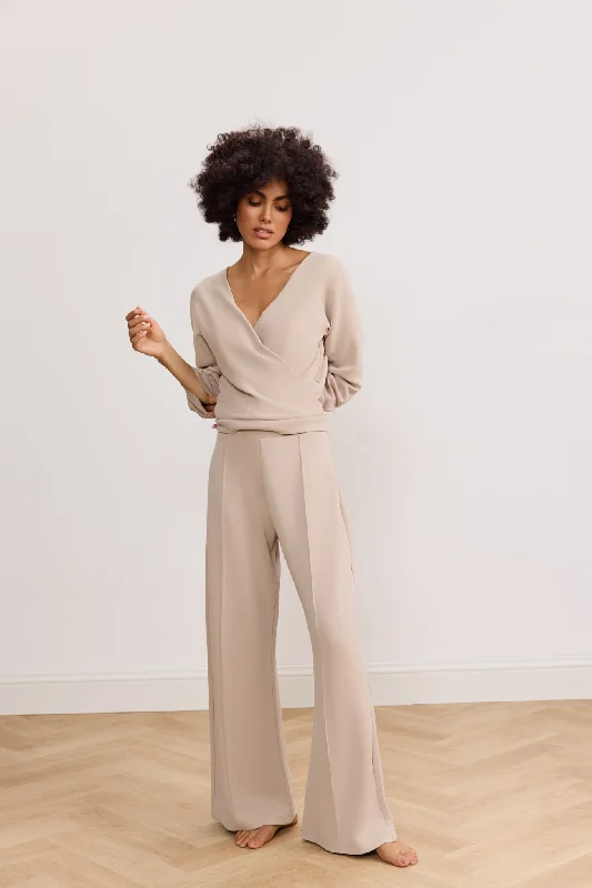 Weekend Discounts to Delight LARA wide leg pants - Beige
