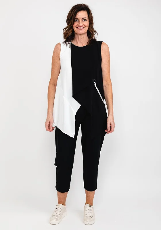 Act Fast Every Sassy Contrast Wrap Vest Top, Black & White
