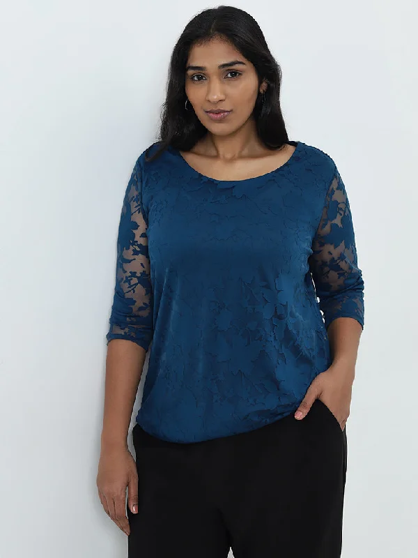 Take Advantage Gia Teal Floral Design Blouse