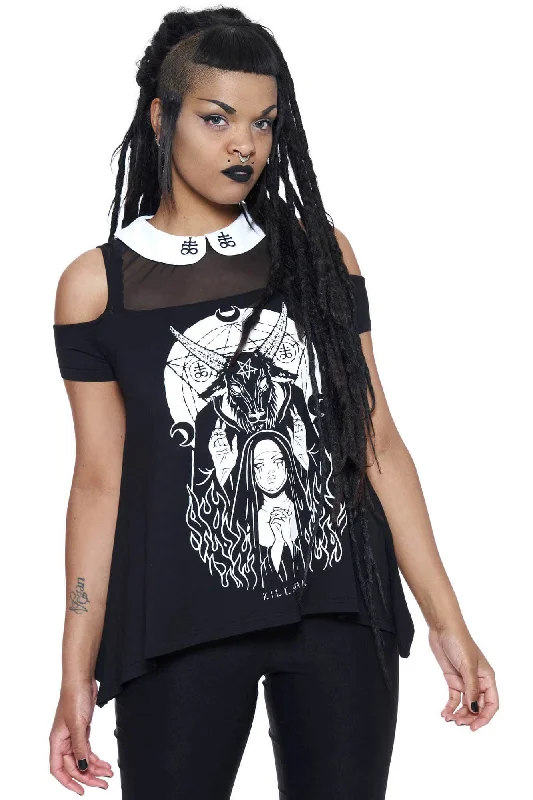 Time-Limited Offer Nunsense Collar Cold Shoulder Top