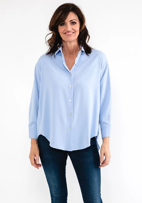 Price Fest Seventy1 Silk Look Relaxed Shirt, Powder Blue