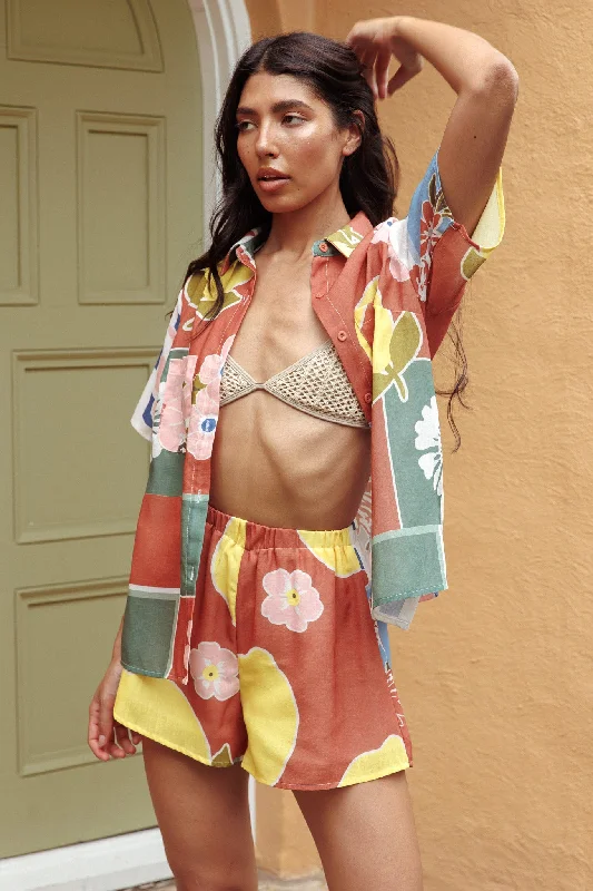 Special Savings Swing Of Things Elastic Waist Shorts Citrus Terracotta