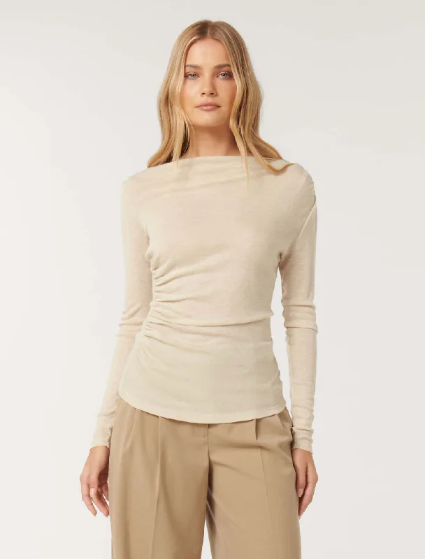 Daily Special Raelynn Ruched Wool Blend Top