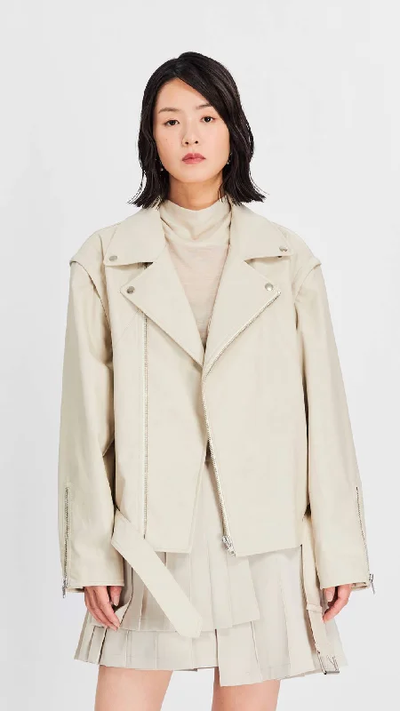 Super Discount 2 In 1 Faux Leather Biker Jacket