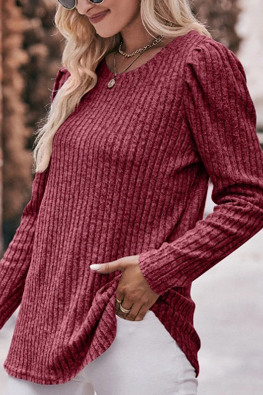 Midnight Madness WOMEN CORDUROY ROUND NECK KNIT SWEATER