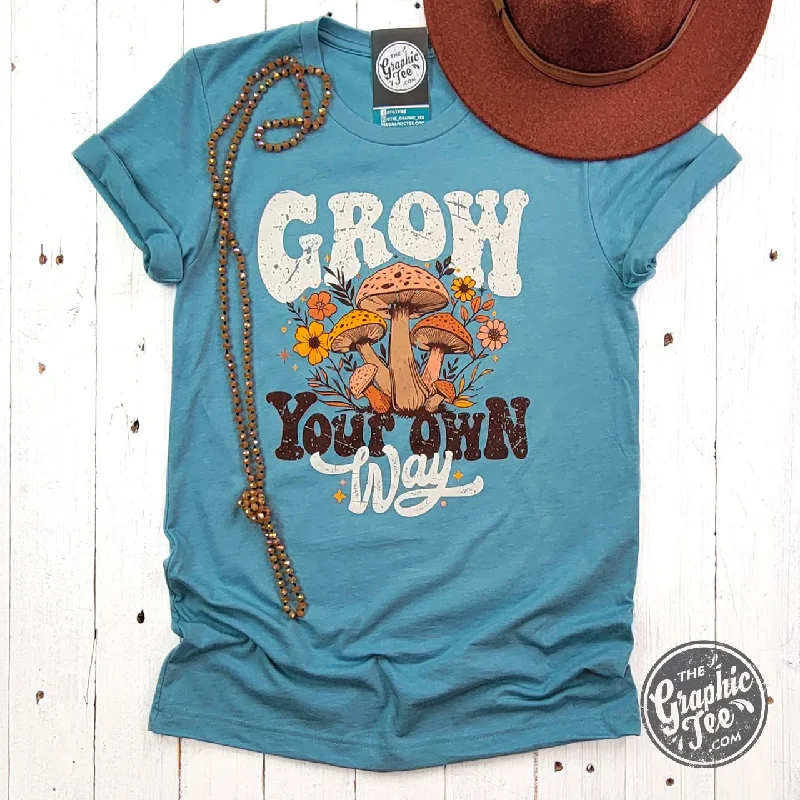 Bonus Savings Grow Your Own Way Heather Blue Lagoon Short Sleeve Tee