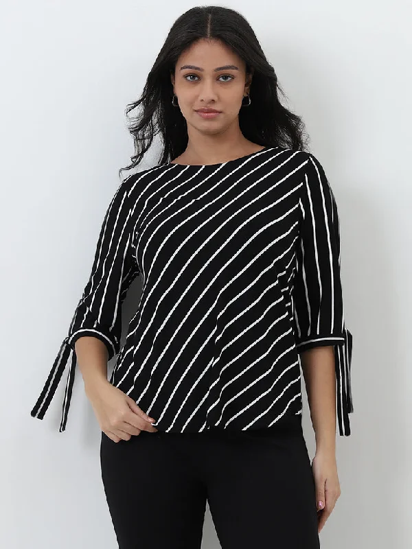 Super Savings Gia Black Striped Blouse
