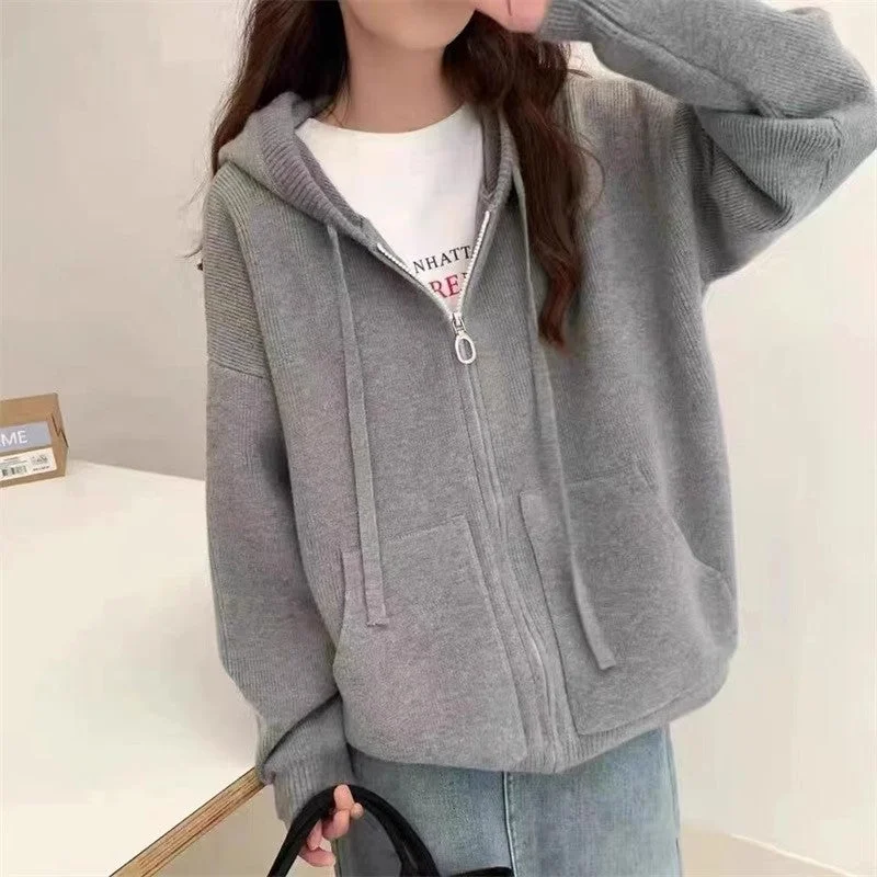 Limited Stock Women's new Korean style sweater women's coat zipper knitted cardigan    S3411