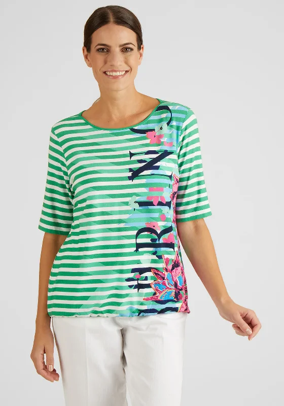 Major Savings Rabe Striped & Floral Print T-Shirt, Green Multi
