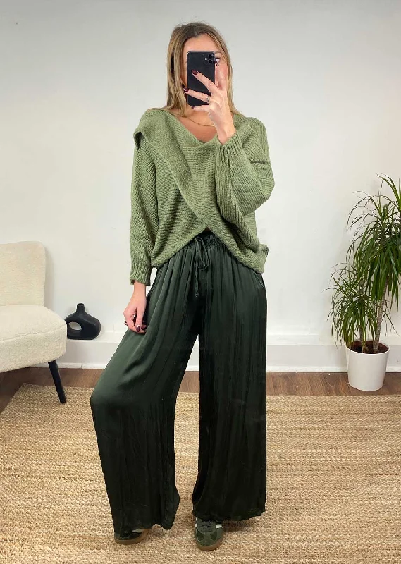 Sale Event Jane Crossover Knit Jumper in Sage Green
