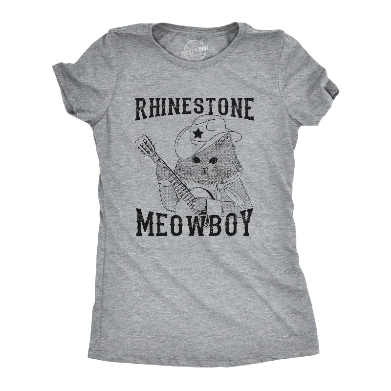 Blowout Sale Rhinestone Meowboy Women's T Shirt