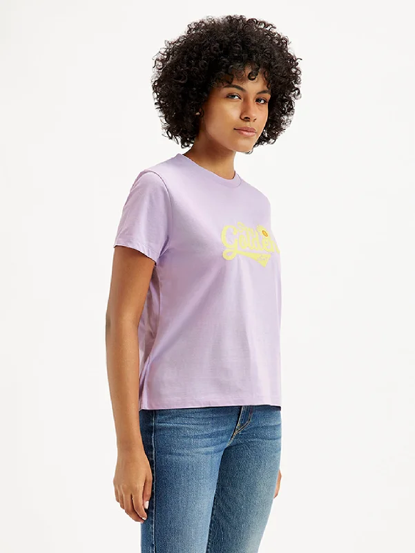 Don’t Miss Out Women's Brand Logo Regular Fit Crop T-Shirt