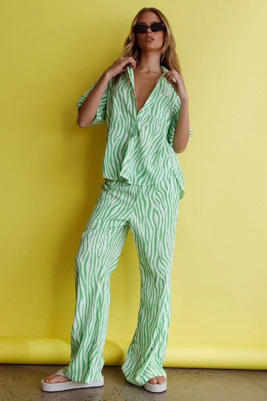 Now Available Just A Hunch Pants Zebra Green