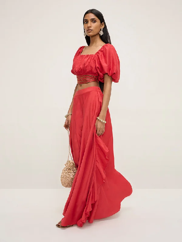 Now Available Vark Red Embellished Top