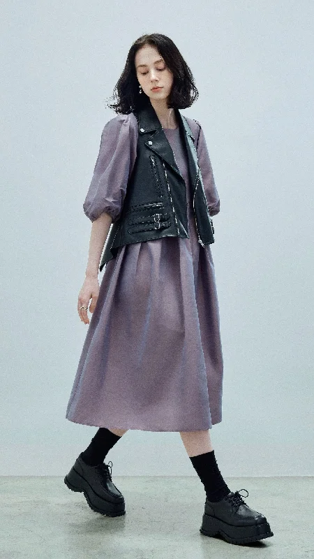 Savings Galore Nylon Puff Sleeves Dress
