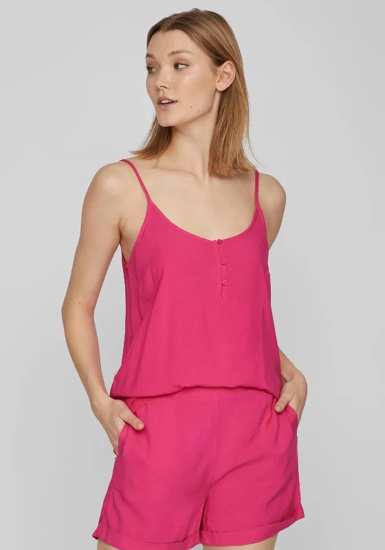Buy Now Vila Paya Button Detail Vest Top, Pink Yarrow