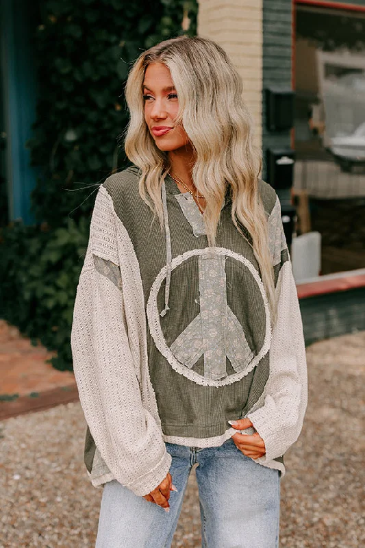 Overstock Sale Peaceful Moment Knit Hoodie in Olive
