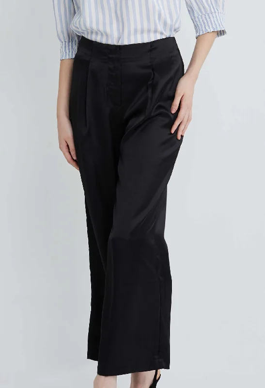 Weekend Wonders Await! Tailored Satin Pleated Pants