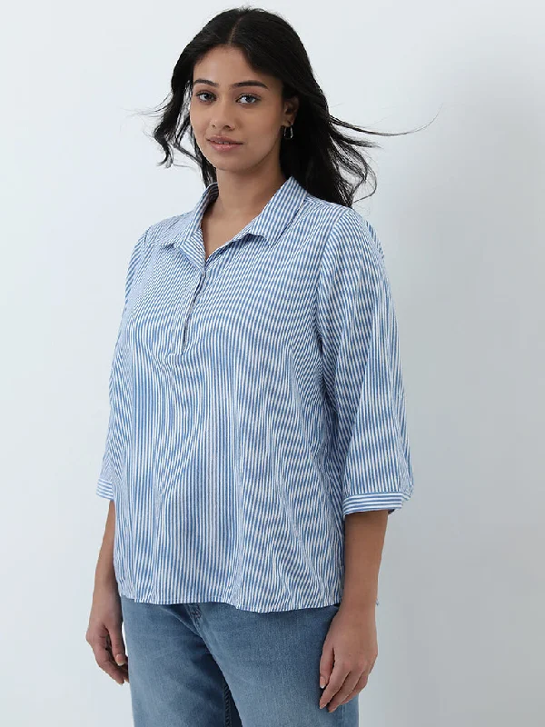 Savings Galore Gia Blue Striped Blouse