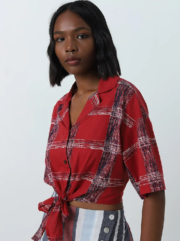 Weekend Bargains to Love Bombay Paisley Red Checkered Design Cotton Shirt