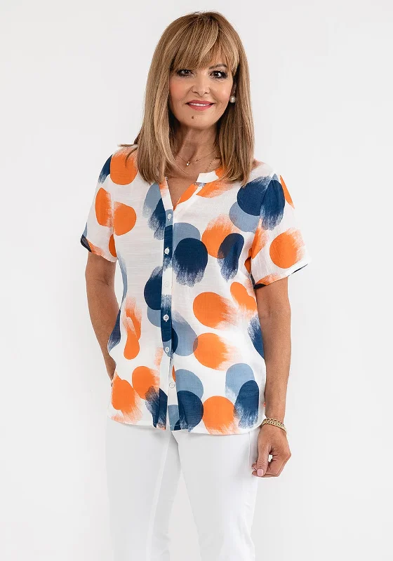 Unwind with Weekend Discounts Anamor Tunic Neck Print Blouse, Orange Multi