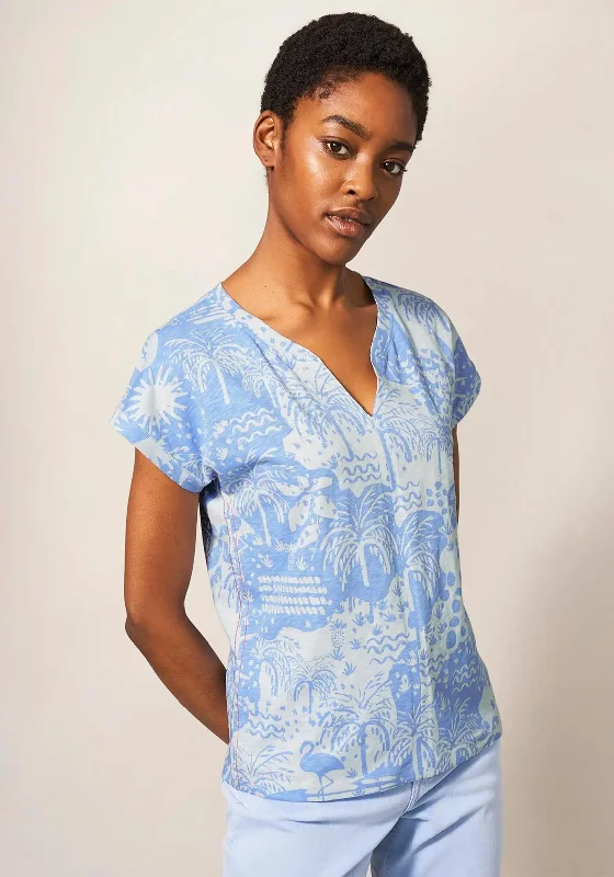 Super Sale White Stuff Nelly Print Tunic Neck T-Shirt, Blue