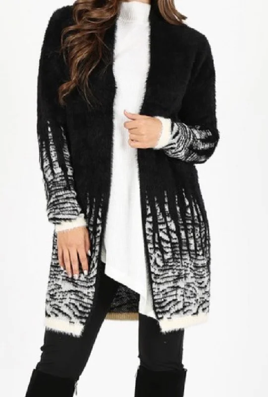 Blowout Deals Black & White Cardigan - One Size