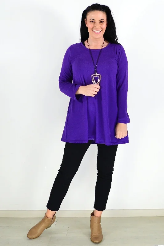 Special Discount Purple Full Sleeve Fleece Tunic Top