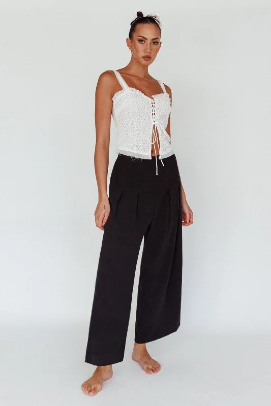 While Supplies Last Backstage Pleated Wide Leg Pants Black