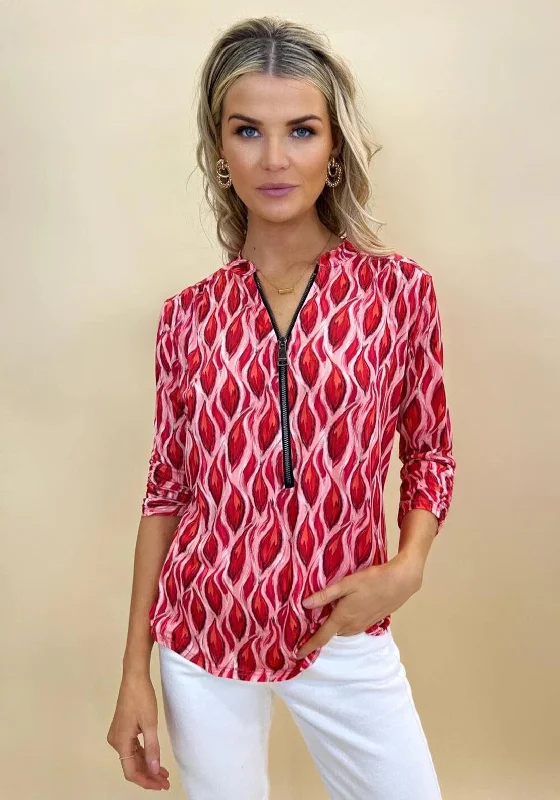 Reduced Prices Kate & Pippa Printed Zip Top, Red Multi