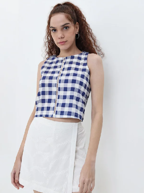 Weekend Specials to Snag Bombay Paisley Blue Checkered Print Cotton Top
