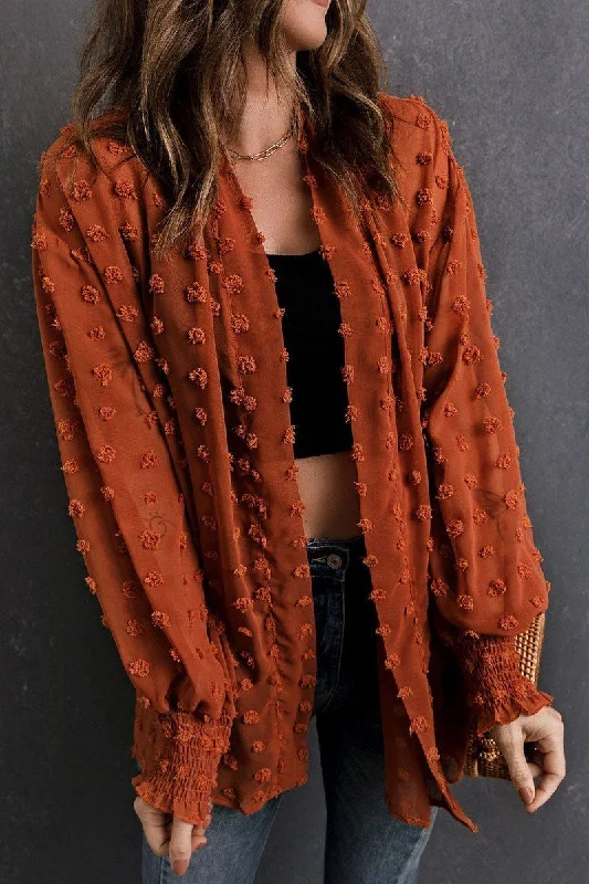 Final Sale CHIFFON SWISS DOT MID LENGTH SHRUG FOR WOMEN