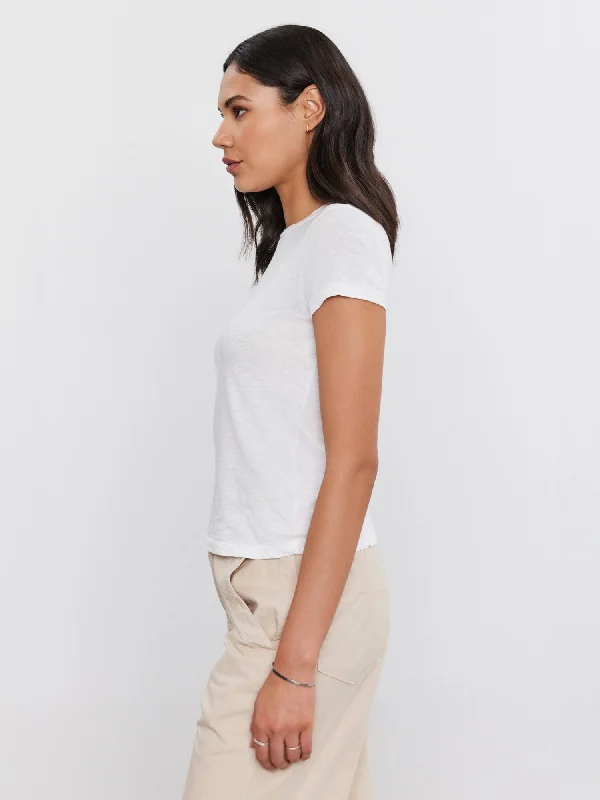 Special Price Velvet Cotton Slub Crew Neck T-Shirt