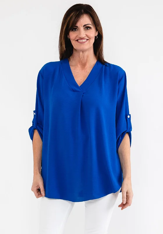 Overstock Sale d.e.c.k. by Decollage One Size Blouse, Royal Blue