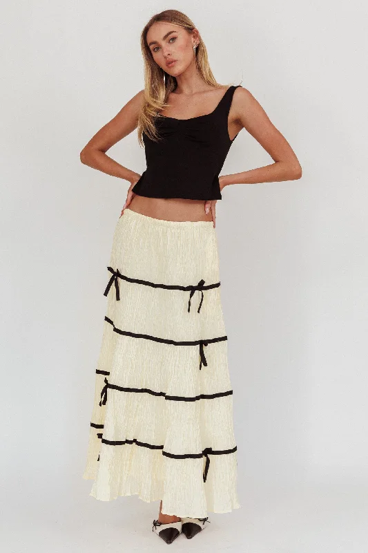 Super Savings Tunnel Of Love Contrast Bow A-Line Maxi Skirt Natural