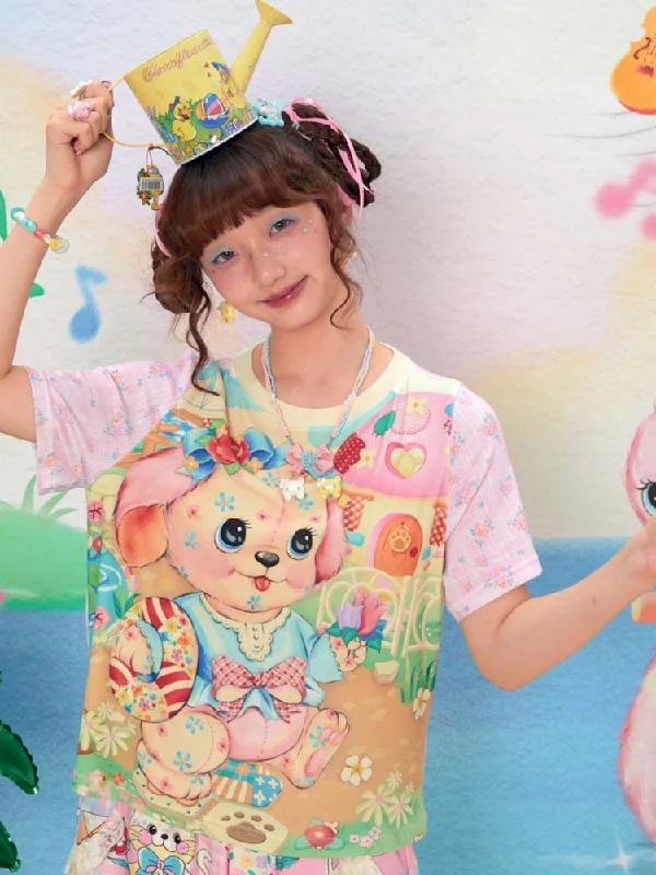 Special Price PatchWork Knit Short Sleeve Summer Loose T-Shirt [S0000009066]