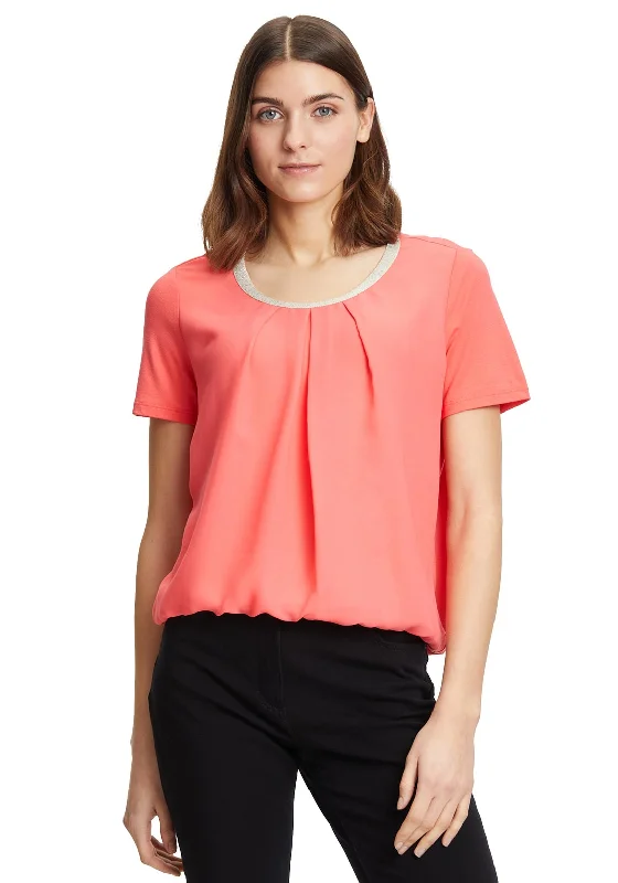 Weekend Discounts to Grab Betty Barclay Metallic Neckline Top, Coral
