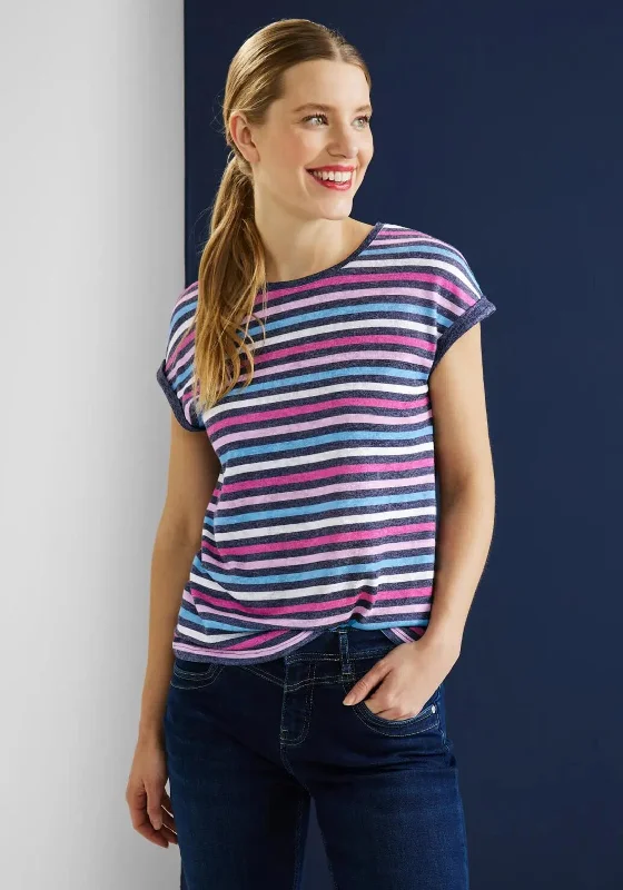 Big Savings Street One Melange Striped T-Shirt, Marine Blue