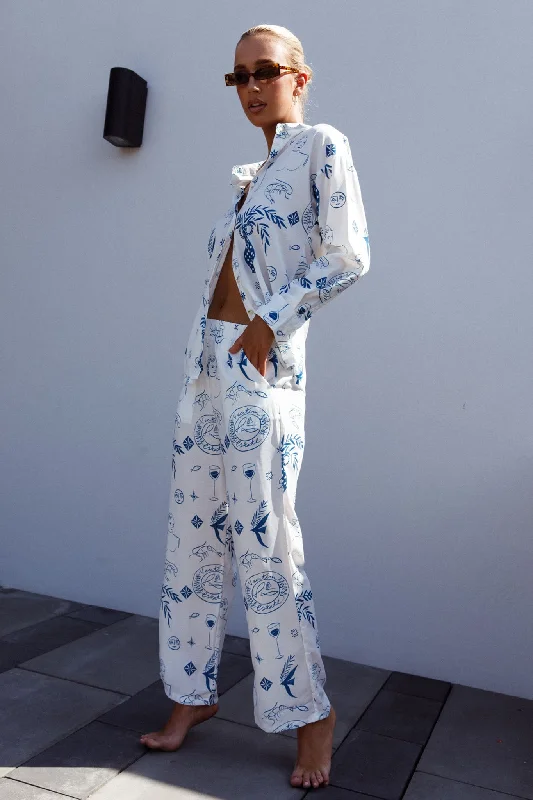 Huge Savings Weekend Bliss Pants Printed White