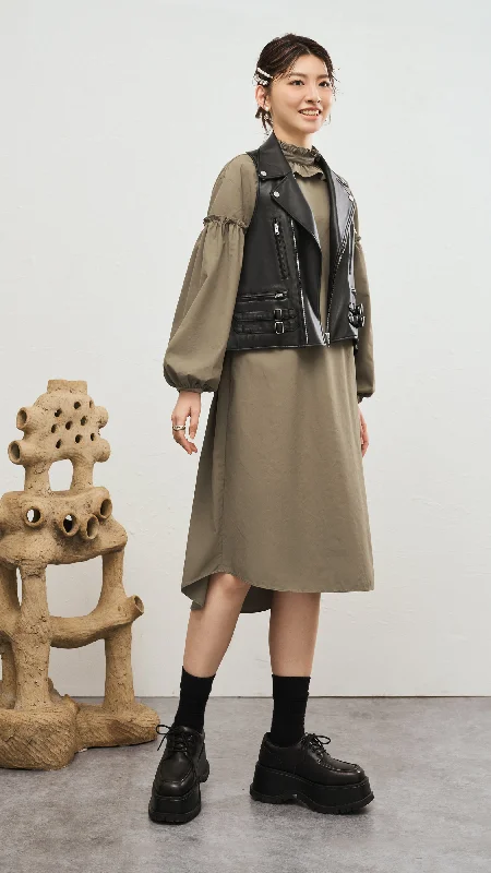 Weekend Specials to Love Ruffle Collar With Puff Sleeves Dress