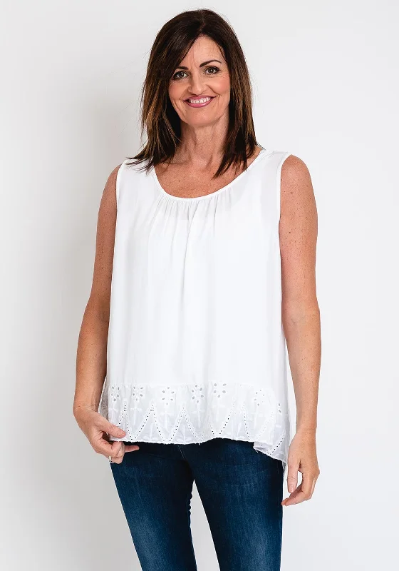 Now or Never The Serafina Collection One Size Broidery Top, White
