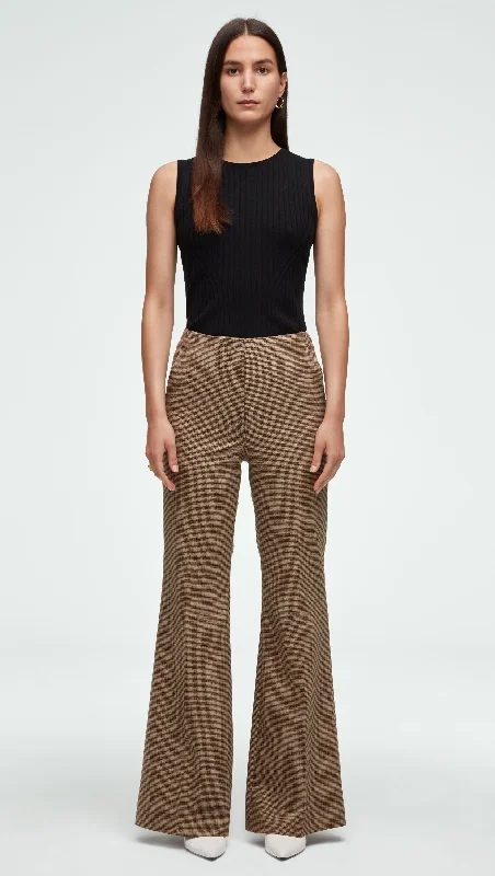 Sale Alert High-Waisted Flare Trouser in Stretch Wool | Brown Houndstooth