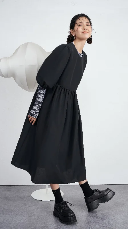 Steals and Deals Nylon Puff Sleeves Dress