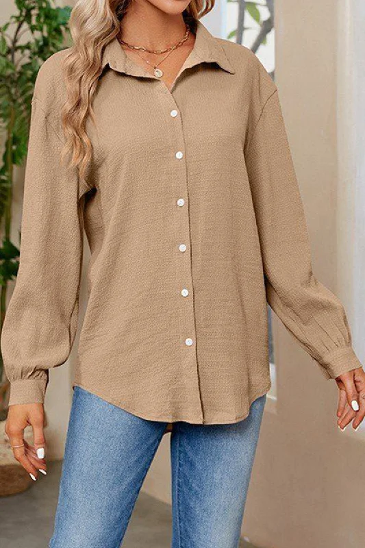 Year-End Sale WOMEN SOLID BUTTON UP BASIC DAILY SHIRTS