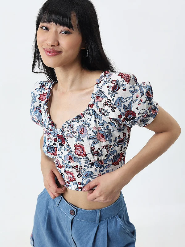 Today Only Bombay Paisley Multicolour Floral Printed Cotton Blend Top