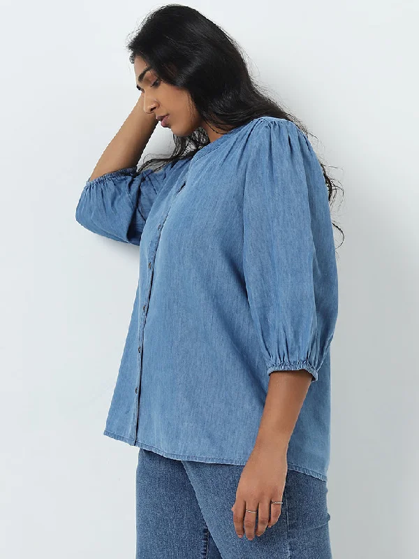 While Supplies Last Gia Blue Denim Blouse