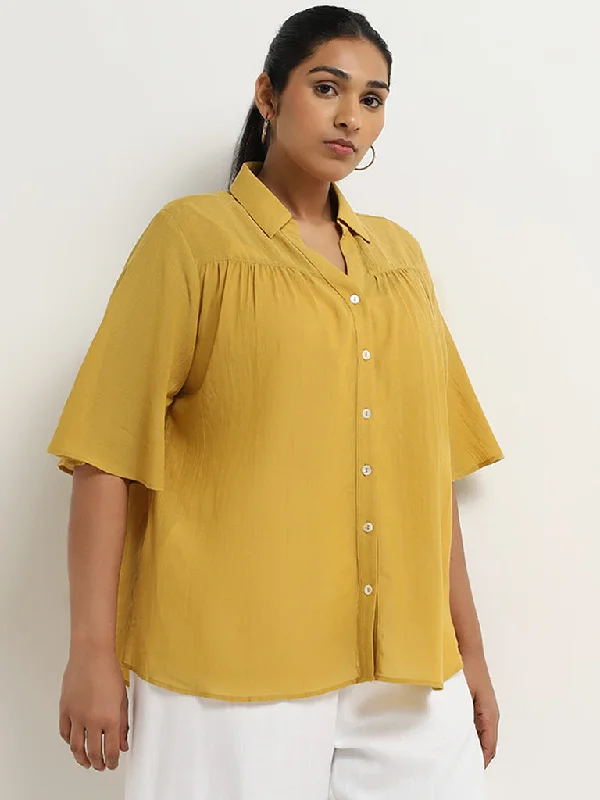 Final Offer Gia Mustard Solid Cotton Shirt