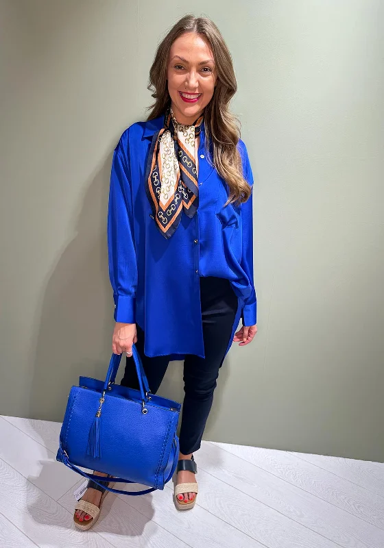Factory Direct Sale Seventy1 Oversize Satin Shirt, Royal Blue