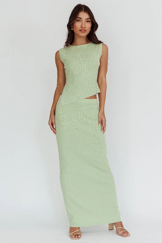 Super Sale Rossana Ribbed Maxi Skirt Sage