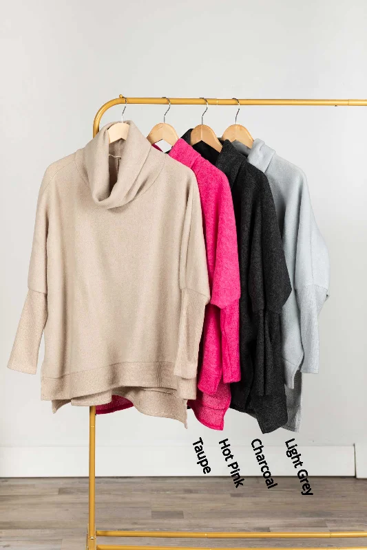 Bonus Savings Cowl Neck High-Low Knit Tunic Top